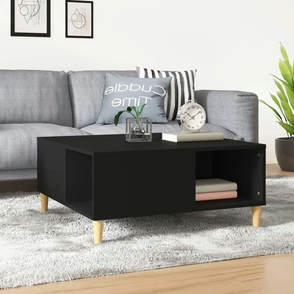 Coffee Table Black 80x80x36.5 cm Engineered Wood 821093