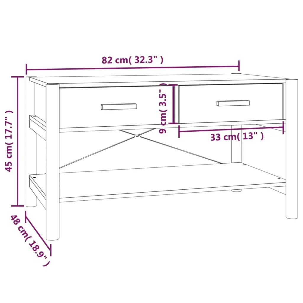 Coffee Table Black 82x48x45 cm Engineered Wood 345664