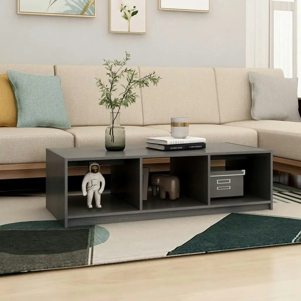 Coffee Table Grey 110x50x34 cm Solid Pinewood 809914