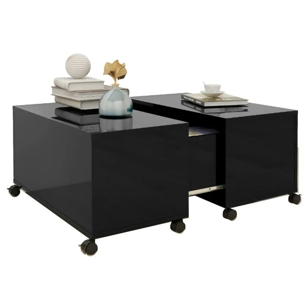 Coffee Table High Gloss Black 75x75x38 cm Engineered Wood 806874