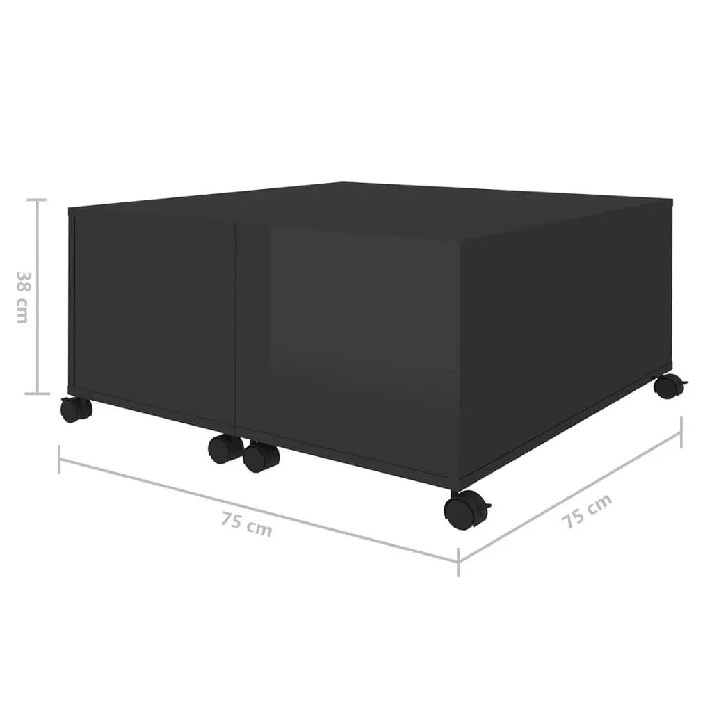 Coffee Table High Gloss Black 75x75x38 cm Engineered Wood 806874