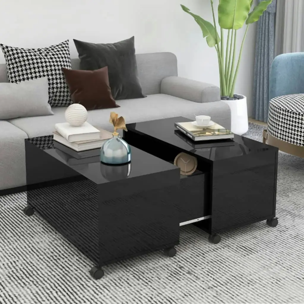 Coffee Table High Gloss Black 75x75x38 cm Engineered Wood 806874