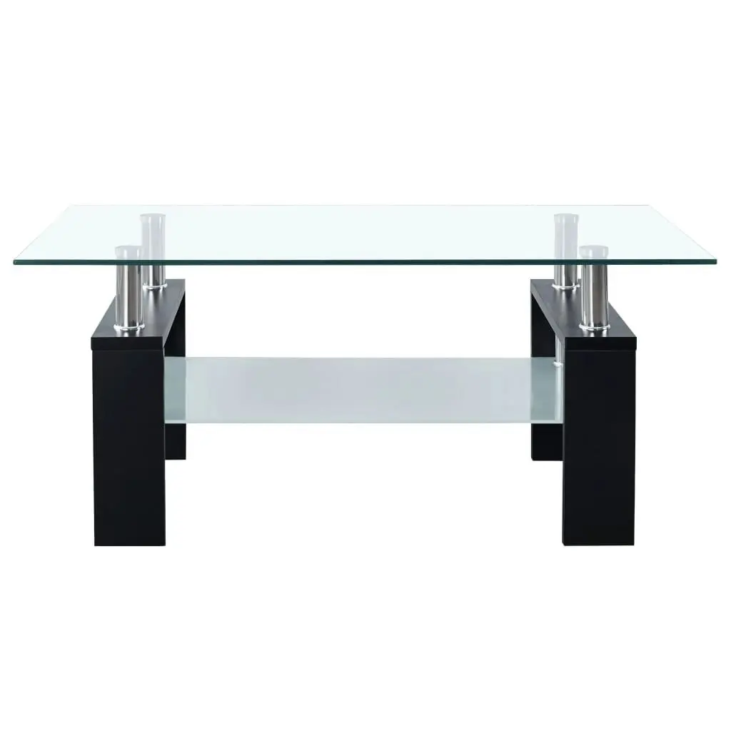 Coffee Table Black and Transparent 95x55x40 cm Tempered Glass 330303