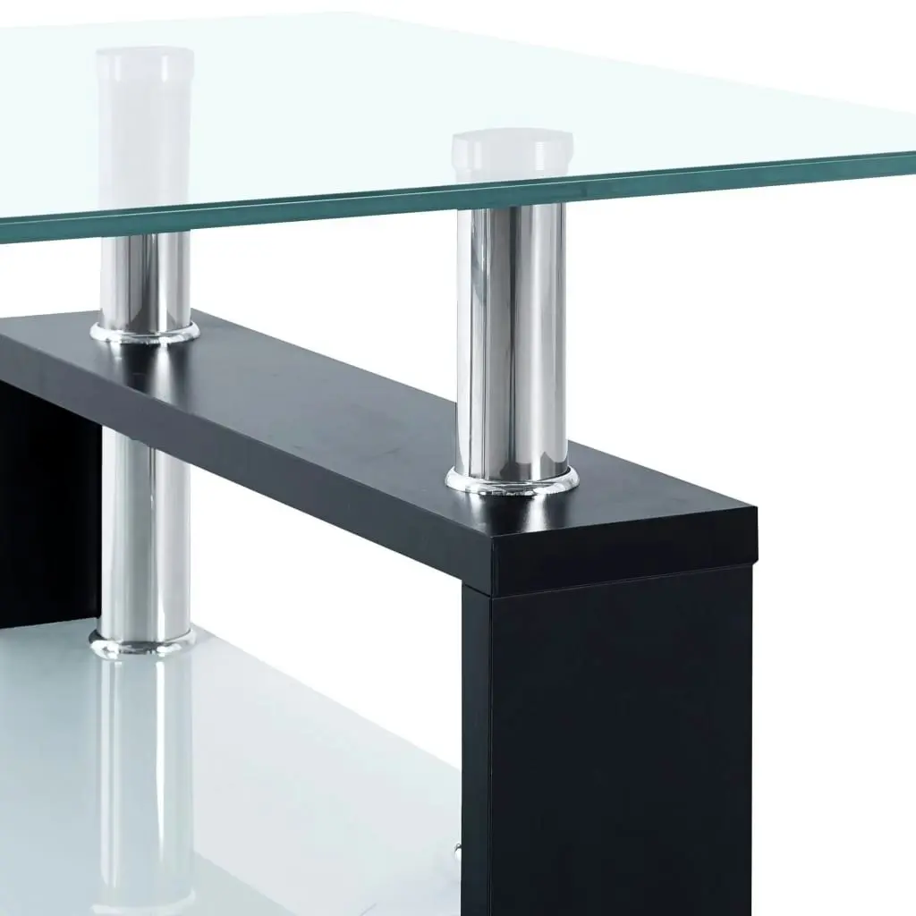 Coffee Table Black and Transparent 95x55x40 cm Tempered Glass 330303