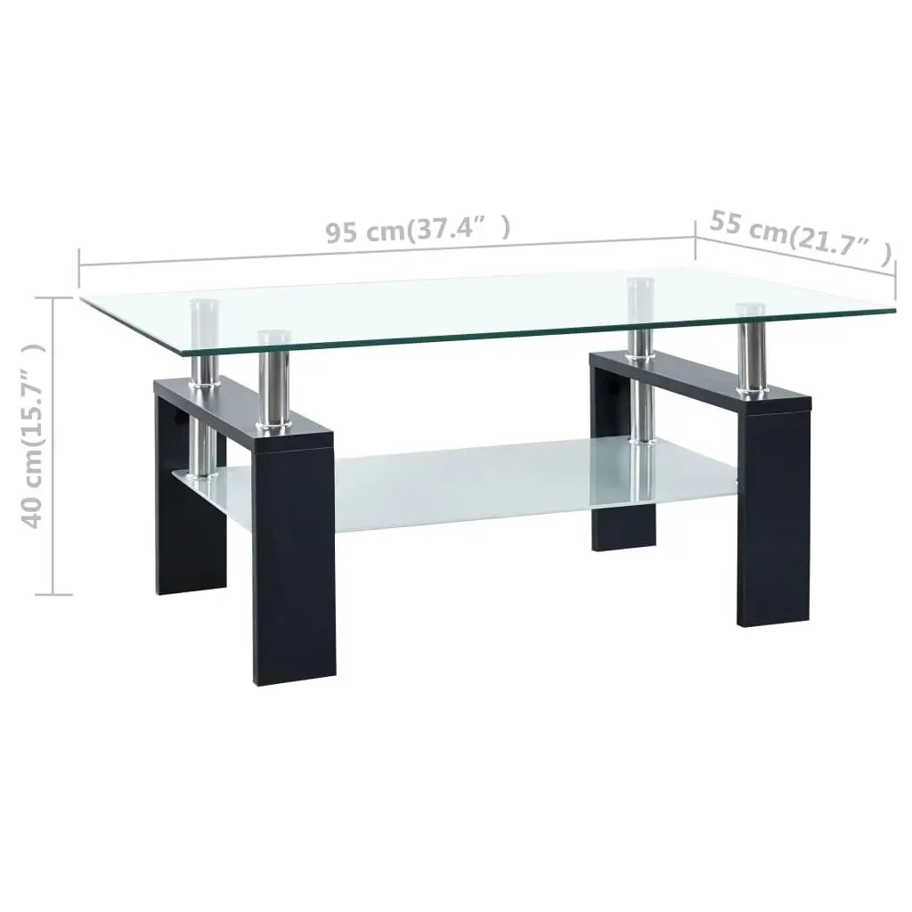 Coffee Table Black and Transparent 95x55x40 cm Tempered Glass 330303