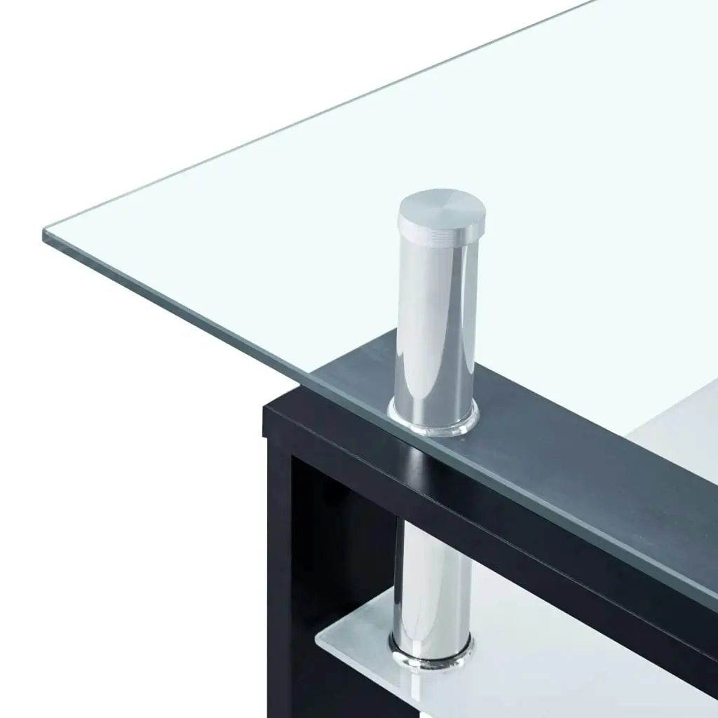 Coffee Table Black and Transparent 95x55x40 cm Tempered Glass 330303