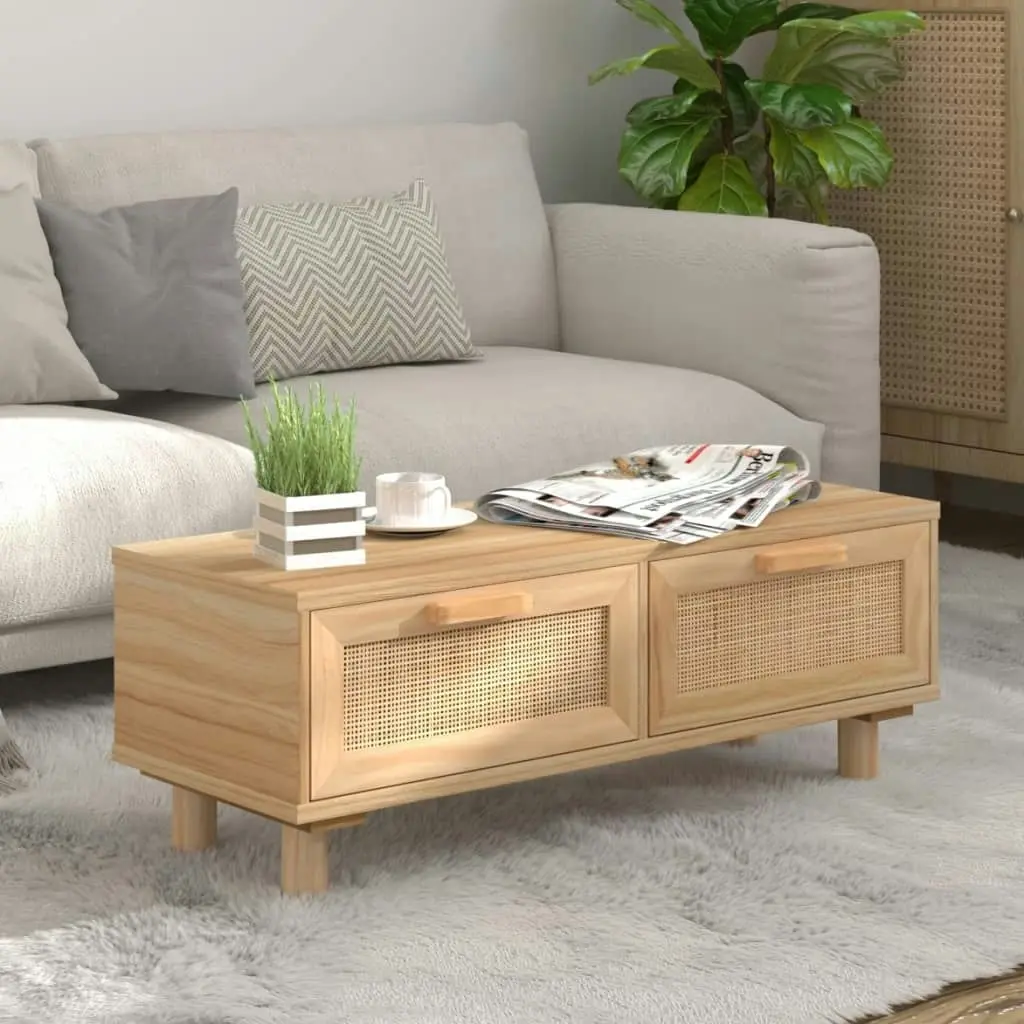 Coffee Table Brown 80x40x30 cm Engineered Wood&Solid Wood Pine 345623