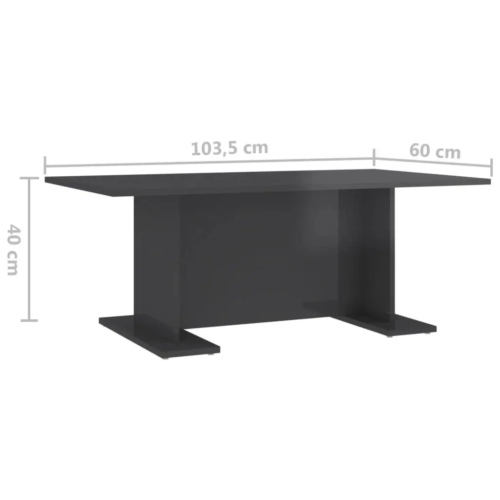 Coffee Table High Gloss Grey 103.5x60x40 cm Engineered Wood 806848