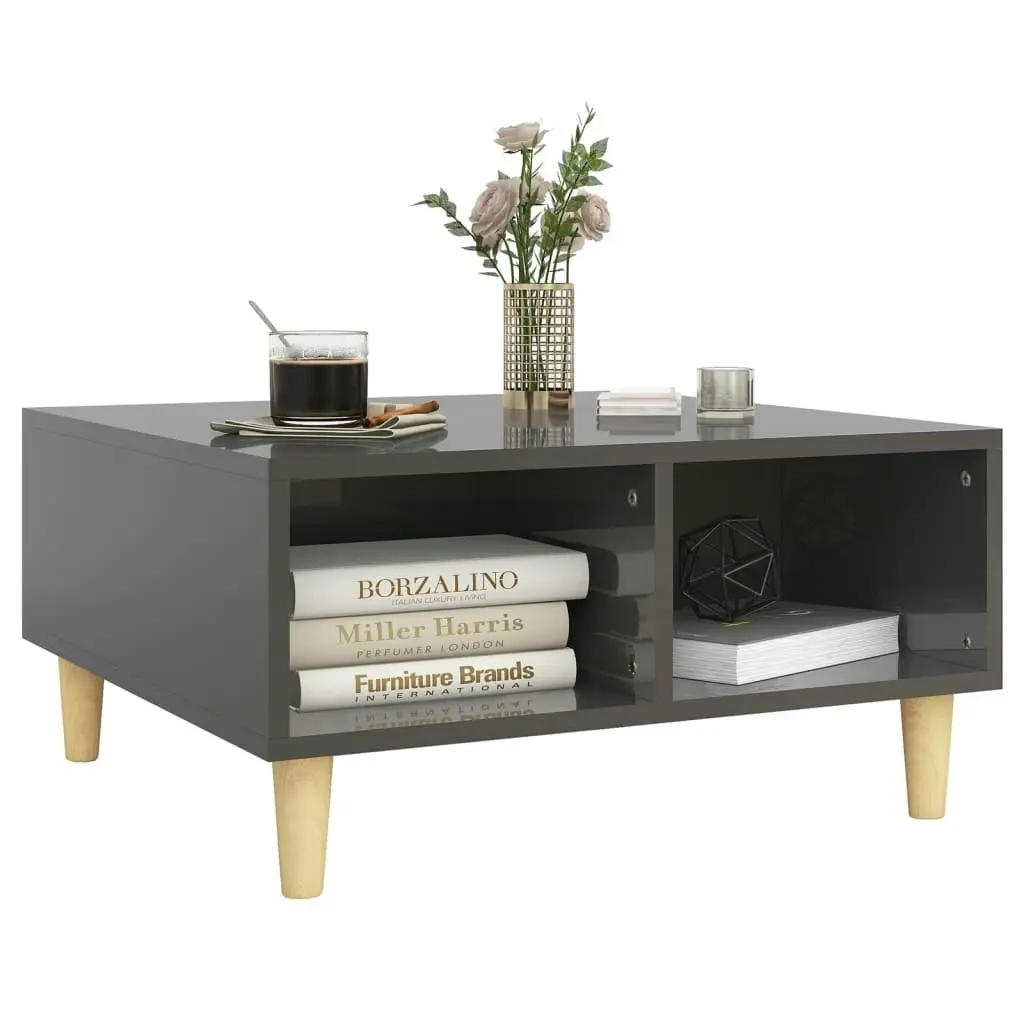 Coffee Table High Gloss Grey 60x60x30 cm Engineered Wood 805985