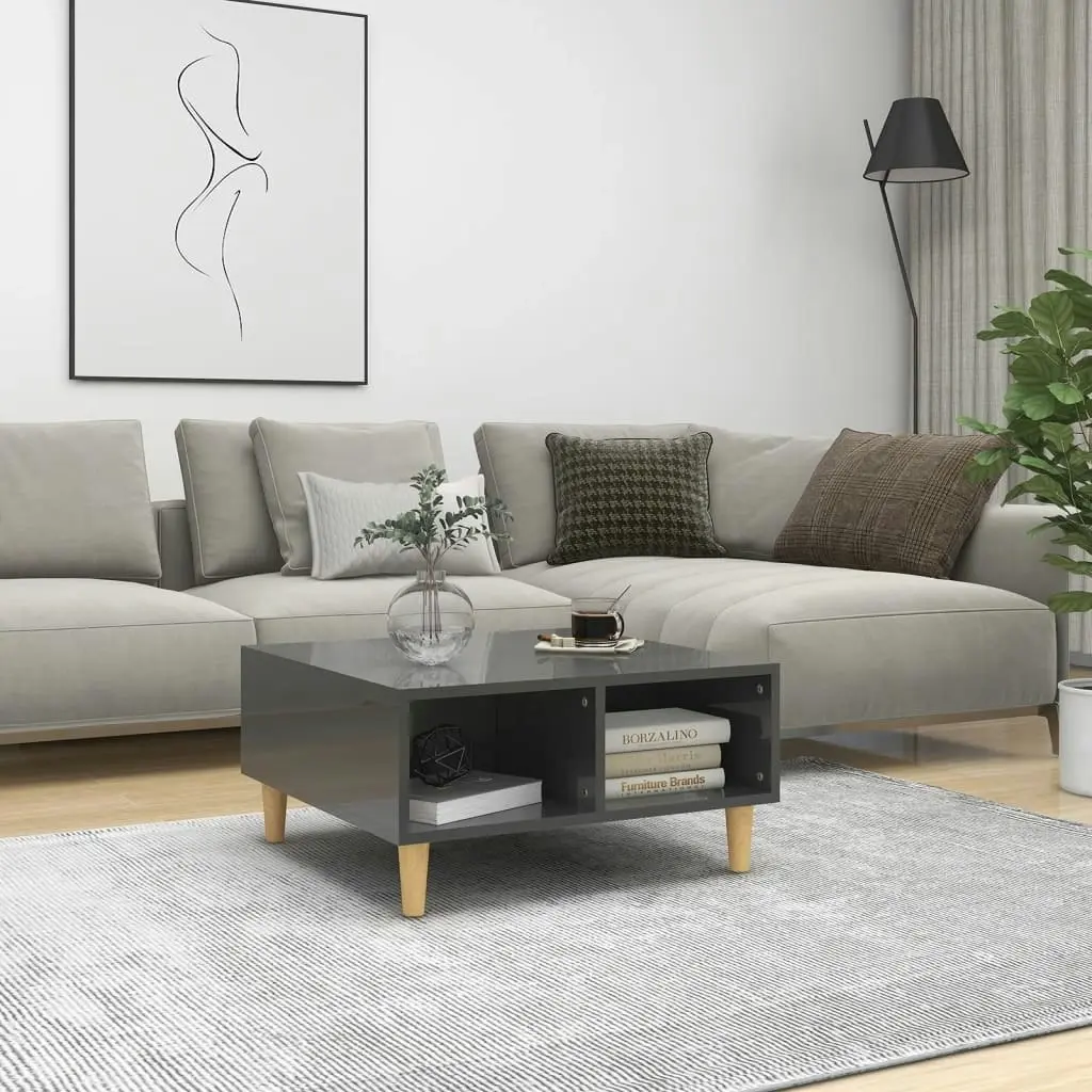 Coffee Table High Gloss Grey 60x60x30 cm Engineered Wood 805985