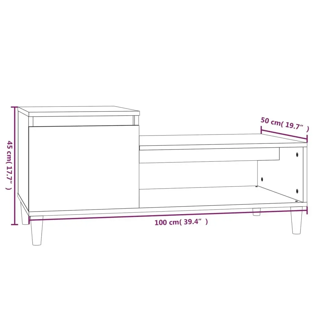 Coffee Table Grey Sonoma 100x50x45 cm Engineered Wood 821130