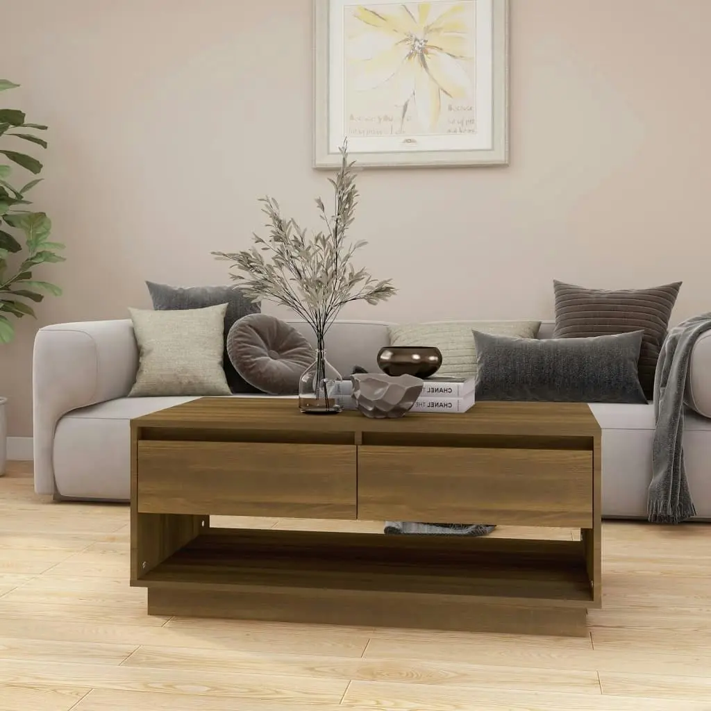 Coffee Table Brown Oak 102.5x55x44 cm Engineered Wood 812980