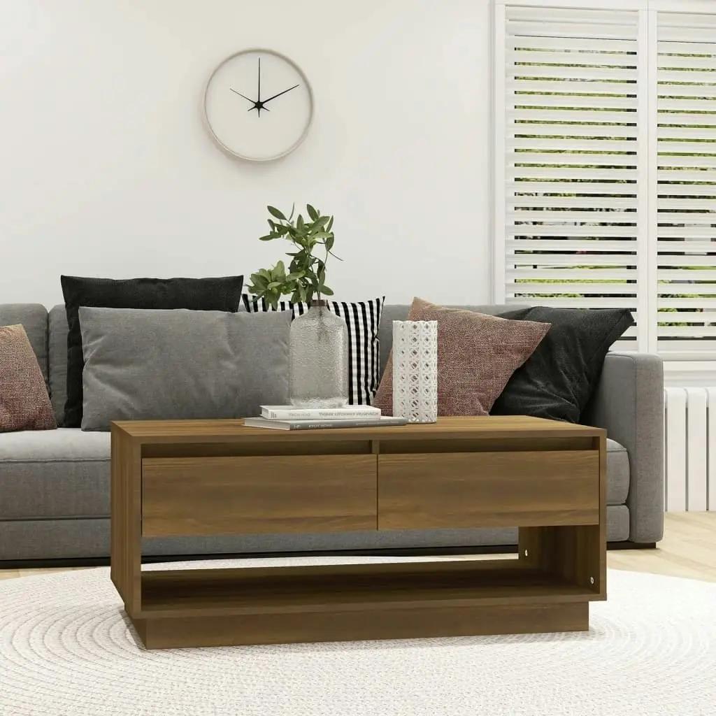 Coffee Table Brown Oak 102.5x55x44 cm Engineered Wood 812980