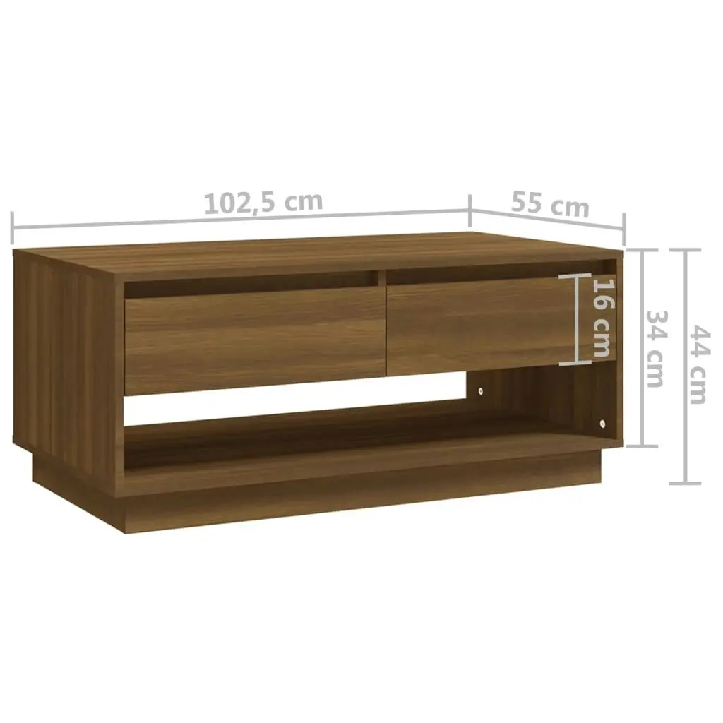 Coffee Table Brown Oak 102.5x55x44 cm Engineered Wood 812980