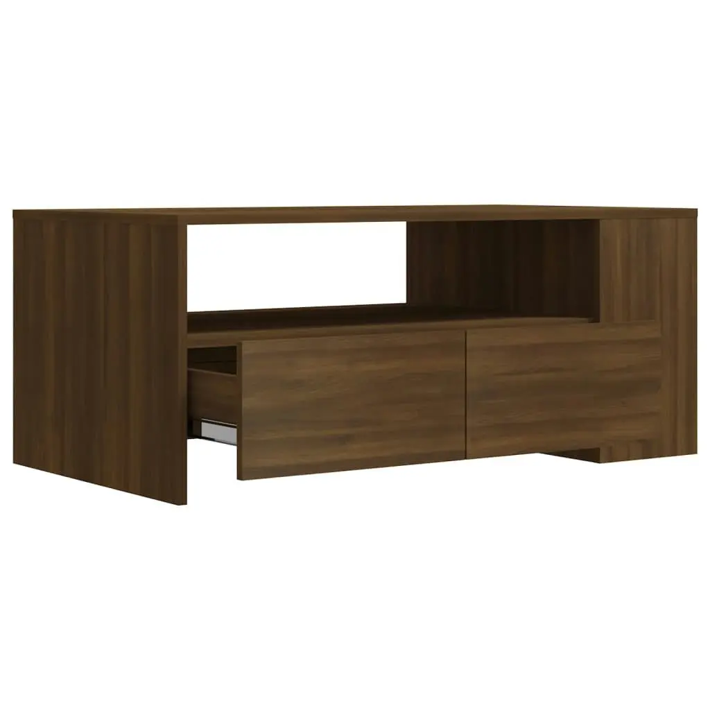 Coffee Table Brown Oak 102x55x42 cm Engineered Wood 816936