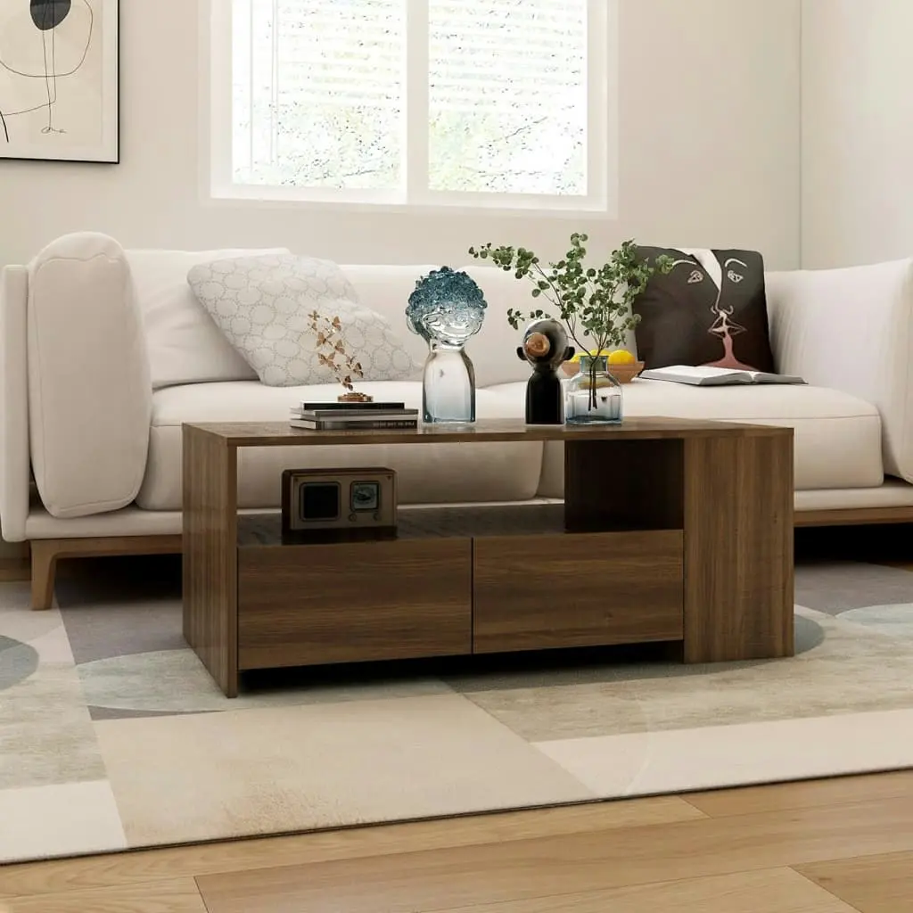 Coffee Table Brown Oak 102x55x42 cm Engineered Wood 816936