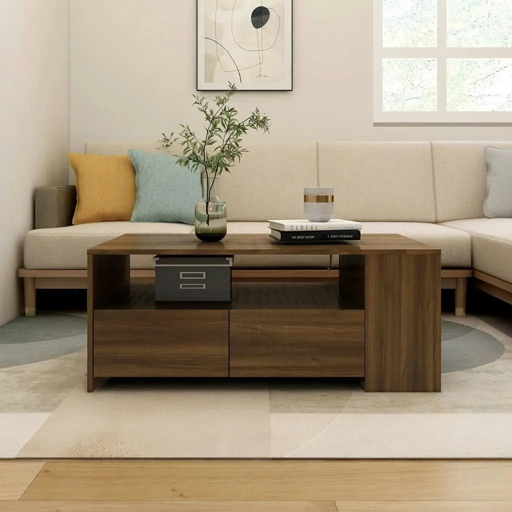 Coffee Table Brown Oak 102x55x42 cm Engineered Wood 816936