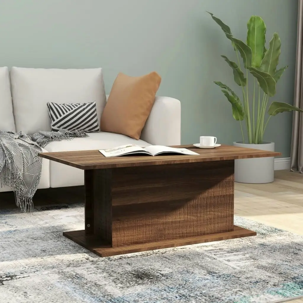 Coffee Table Brown Oak 102x55.5x40 cm Engineered Wood 813094