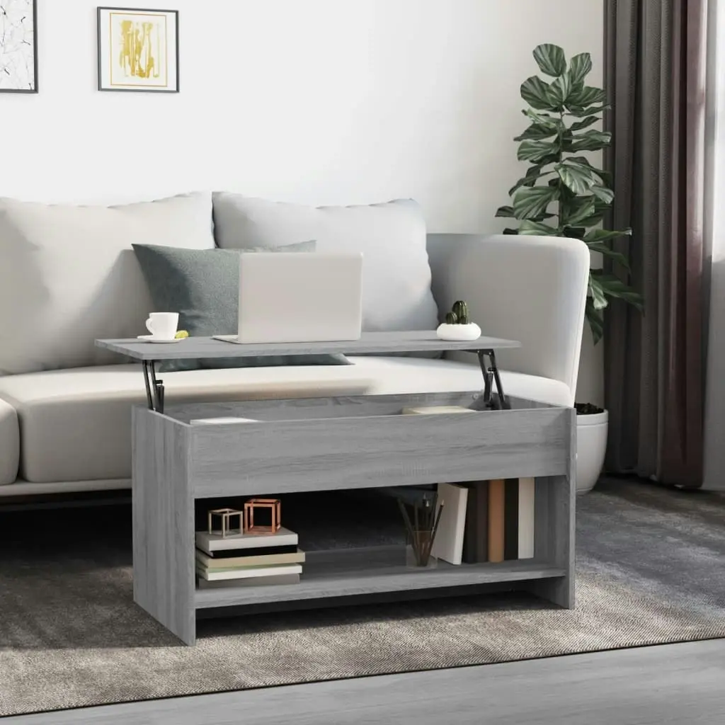 Coffee Table Grey Sonoma 102x50x52.5 cm Engineered Wood 819291