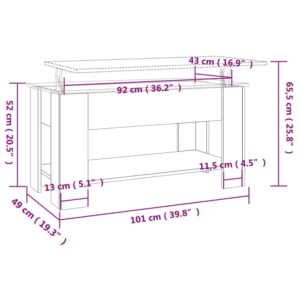 Coffee Table Concrete Grey 101x49x52 cm Engineered Wood 809705