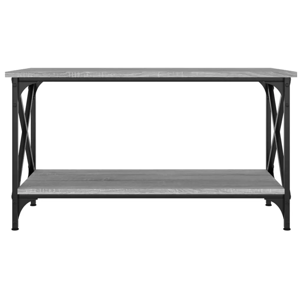 Coffee Table Grey Sonoma 80x45x45 cm Engineered Wood and Iron 823325