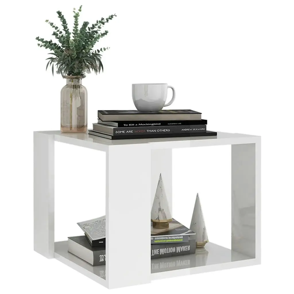 Coffee Table High Gloss White 40x40x30 cm Engineered Wood 806316