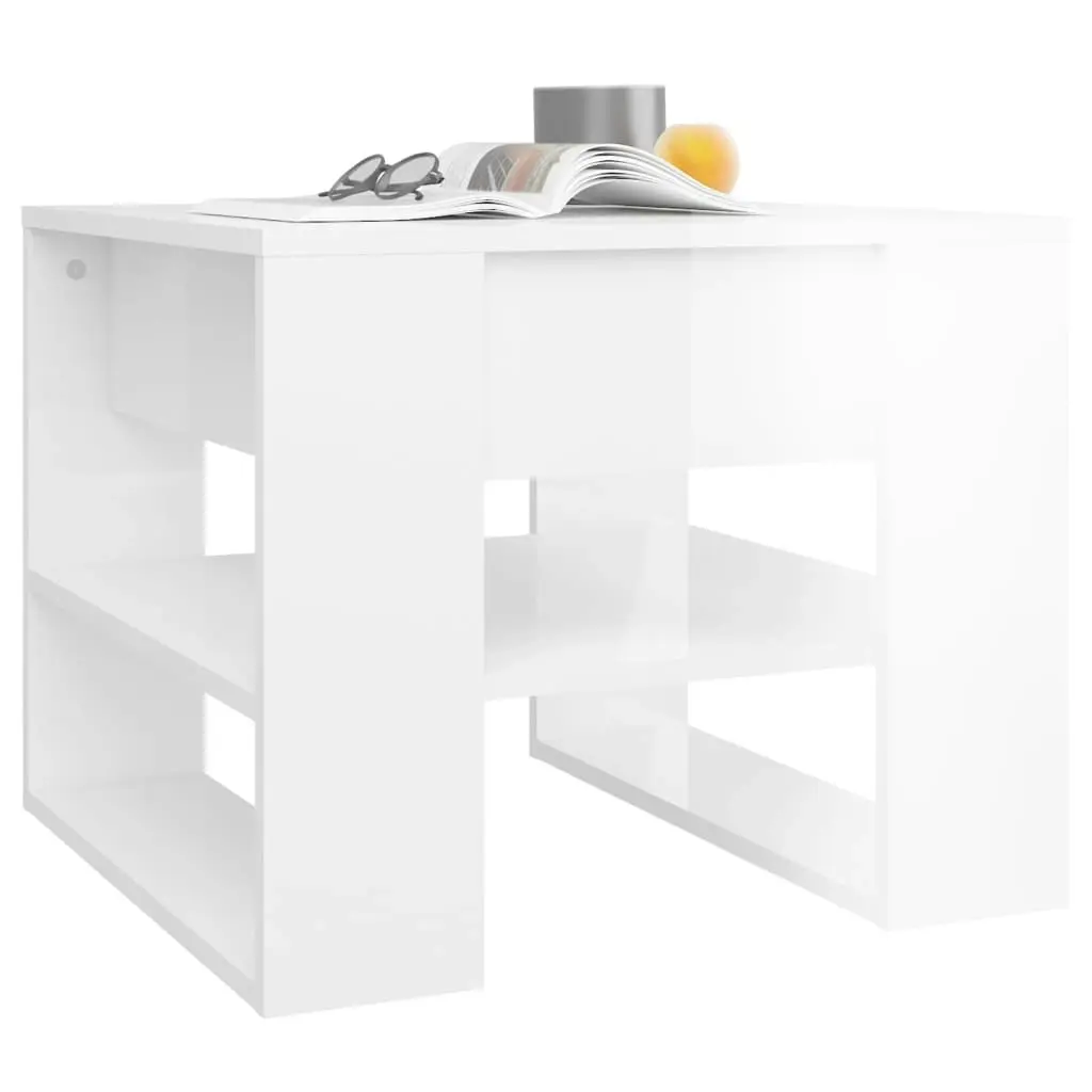 Coffee Table High Gloss White 55.5x55x45 cm Engineered Wood 810914