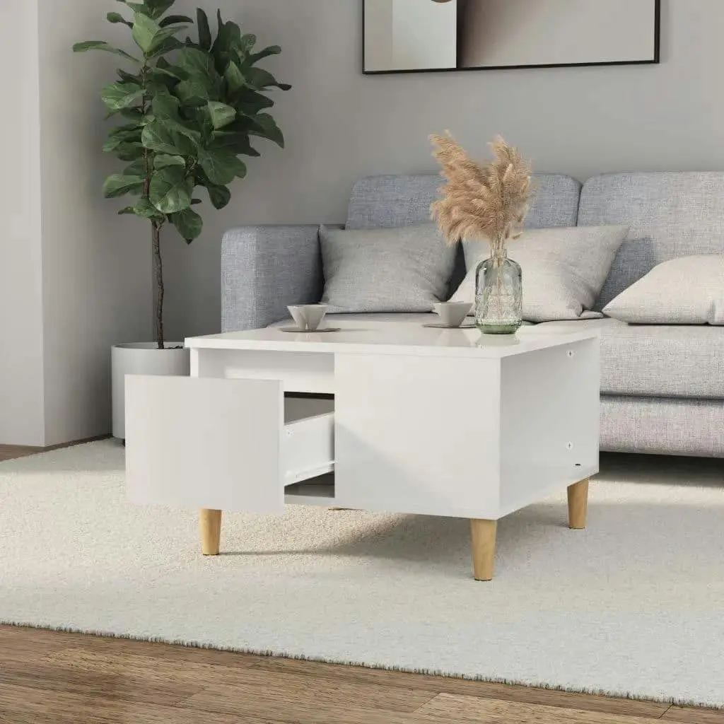 Coffee Table High Gloss White 55x55x36.5 cm Engineered Wood 821078