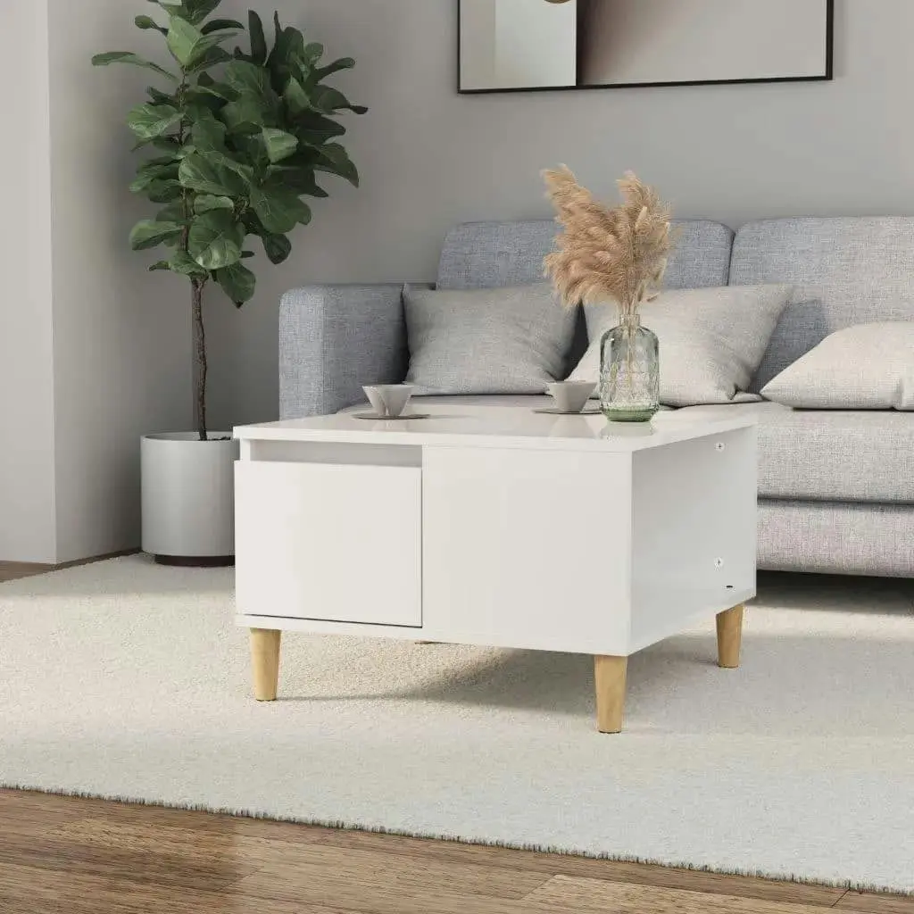 Coffee Table High Gloss White 55x55x36.5 cm Engineered Wood 821078