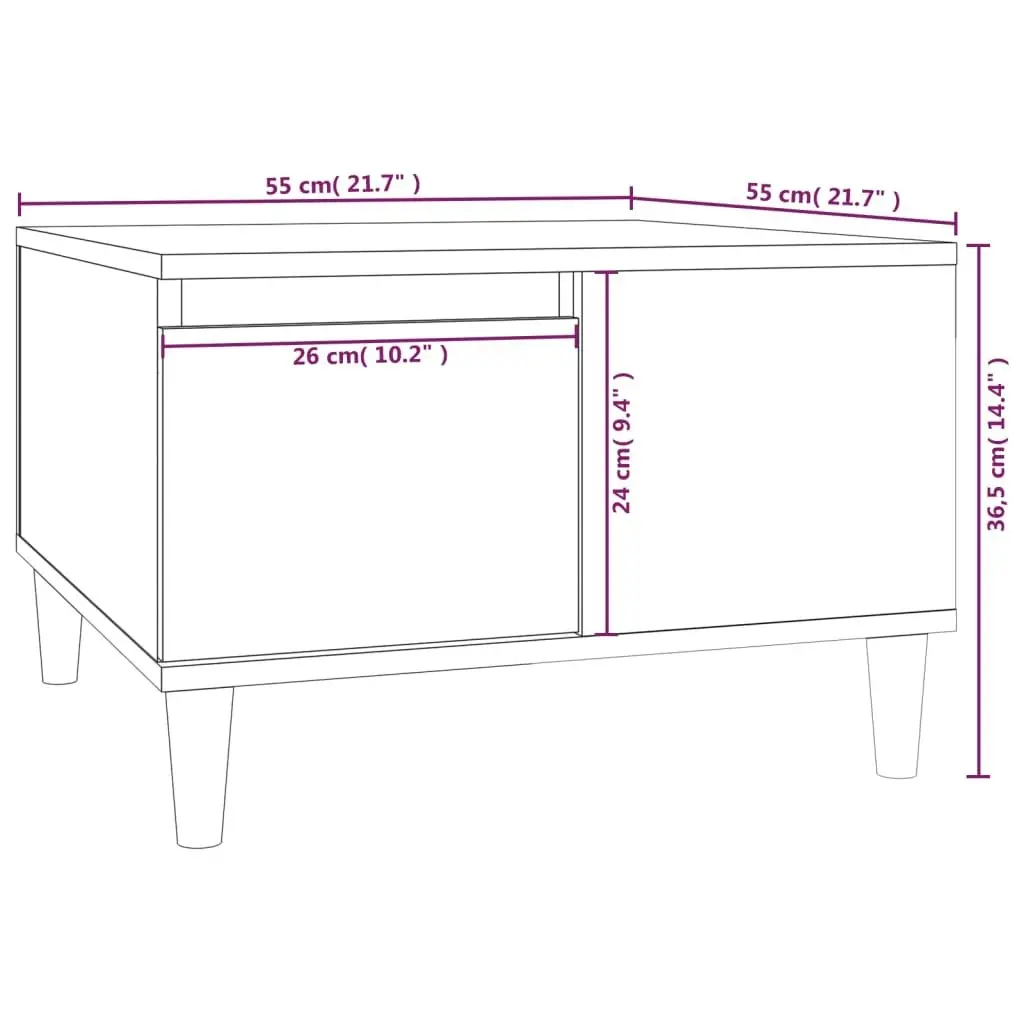 Coffee Table High Gloss White 55x55x36.5 cm Engineered Wood 821078