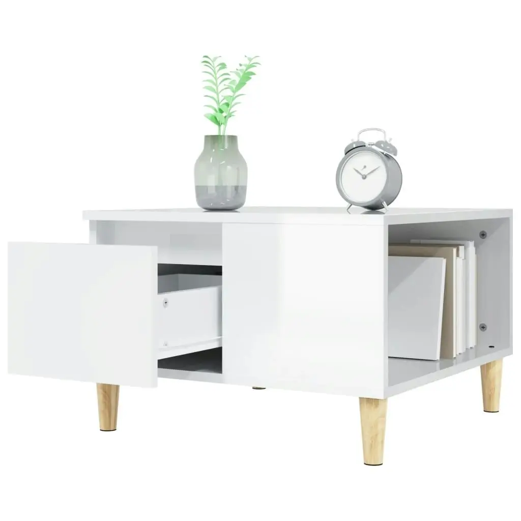 Coffee Table High Gloss White 55x55x36.5 cm Engineered Wood 821078