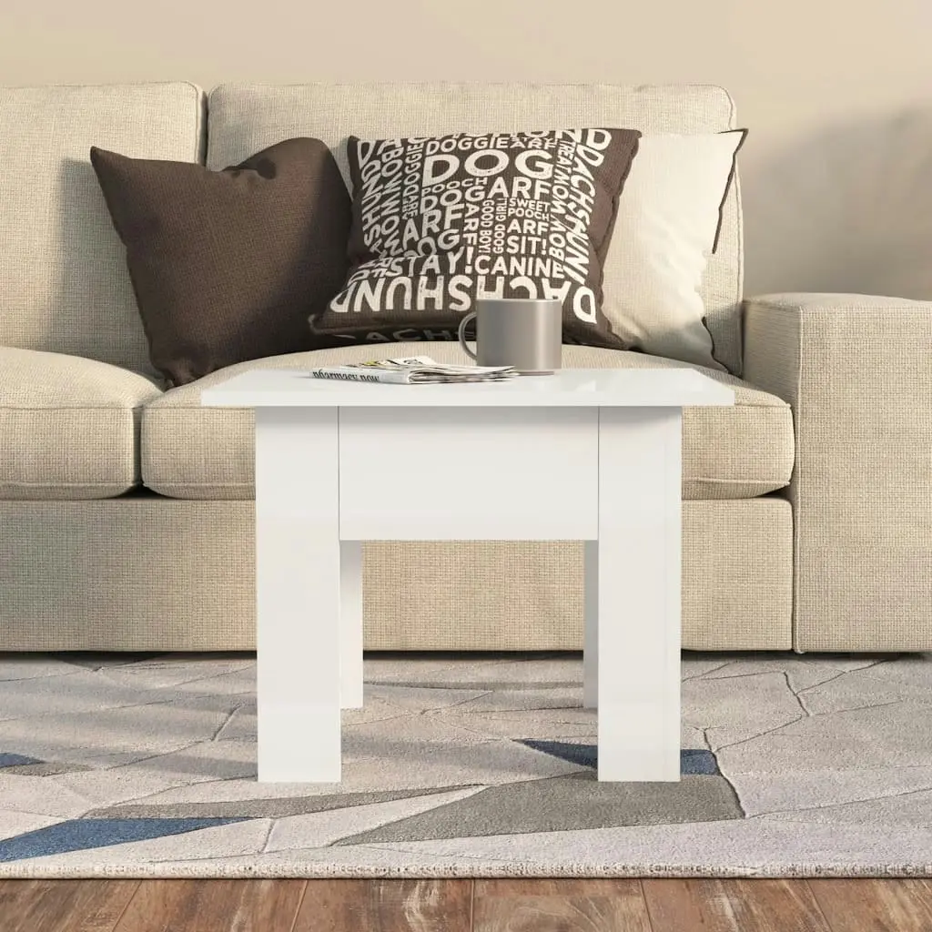 Coffee Table High Gloss White 55x55x42 cm Engineered Wood 810241