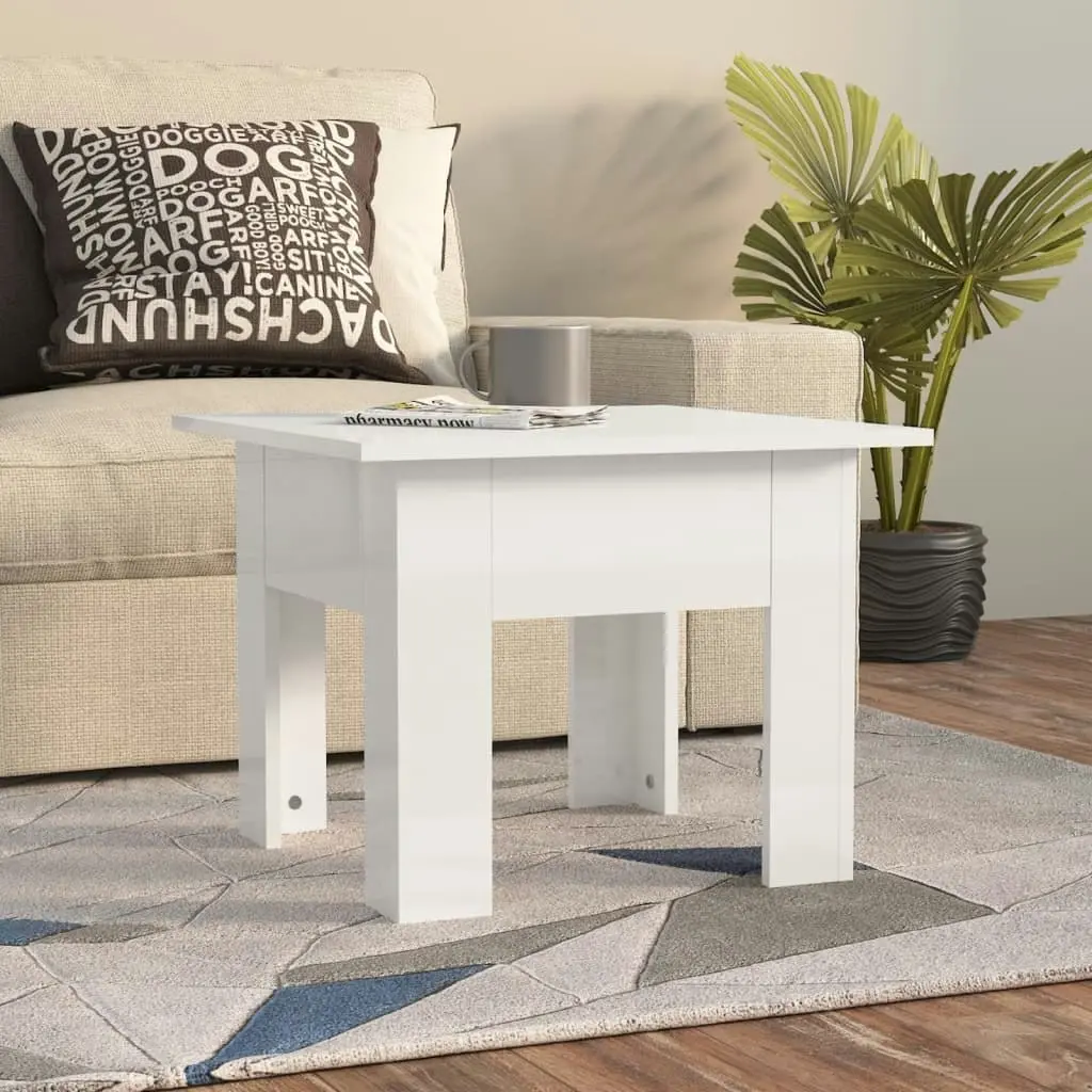 Coffee Table High Gloss White 55x55x42 cm Engineered Wood 810241