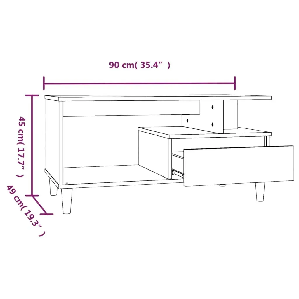 Coffee Table Grey Sonoma 90x49x45 cm Engineered Wood 819618