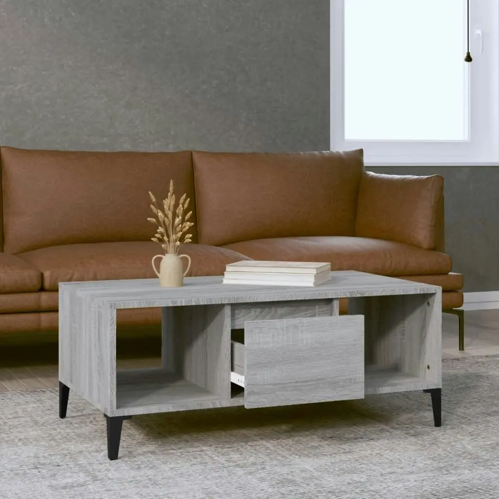 Coffee Table Grey Sonoma 90x50x36.5 cm Engineered Wood 821074