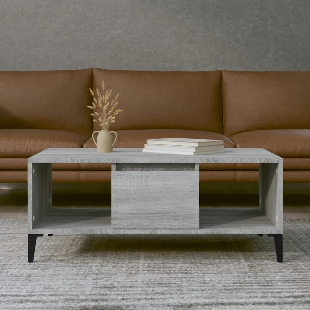 Coffee Table Grey Sonoma 90x50x36.5 cm Engineered Wood 821074