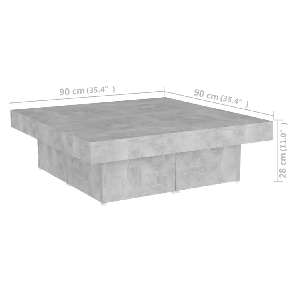 Coffee Table Concrete Grey 90x90x28 cm Engineered Wood 806916