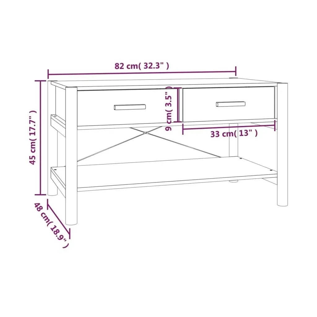 Coffee Table 82x48x45 cm Engineered Wood 345665