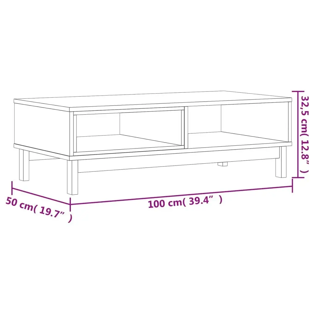 Coffee Table FLAM 100x50x32.5 cm Solid Wood Pine 357822