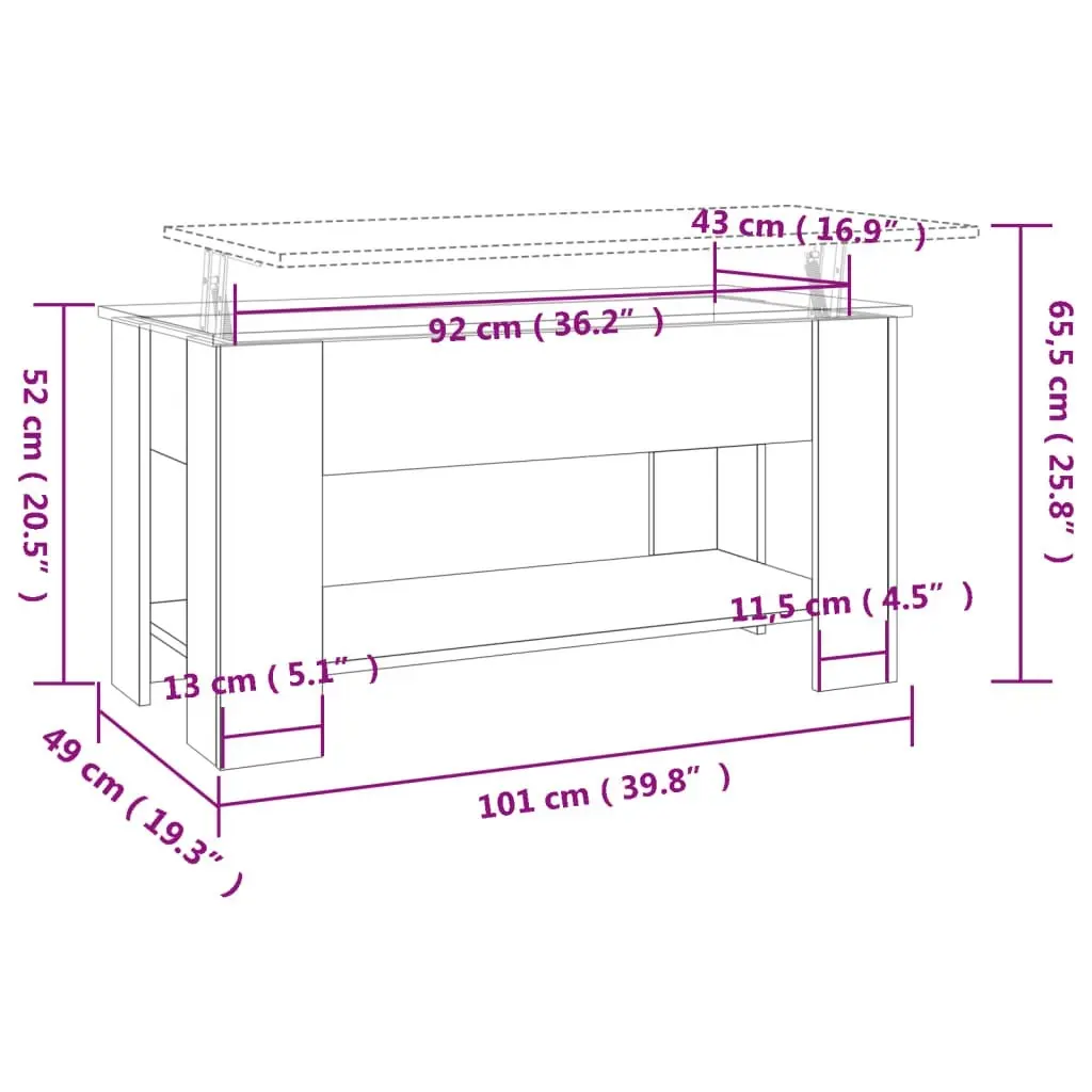 Coffee Table Black 101x49x52 cm Engineered Wood 809702