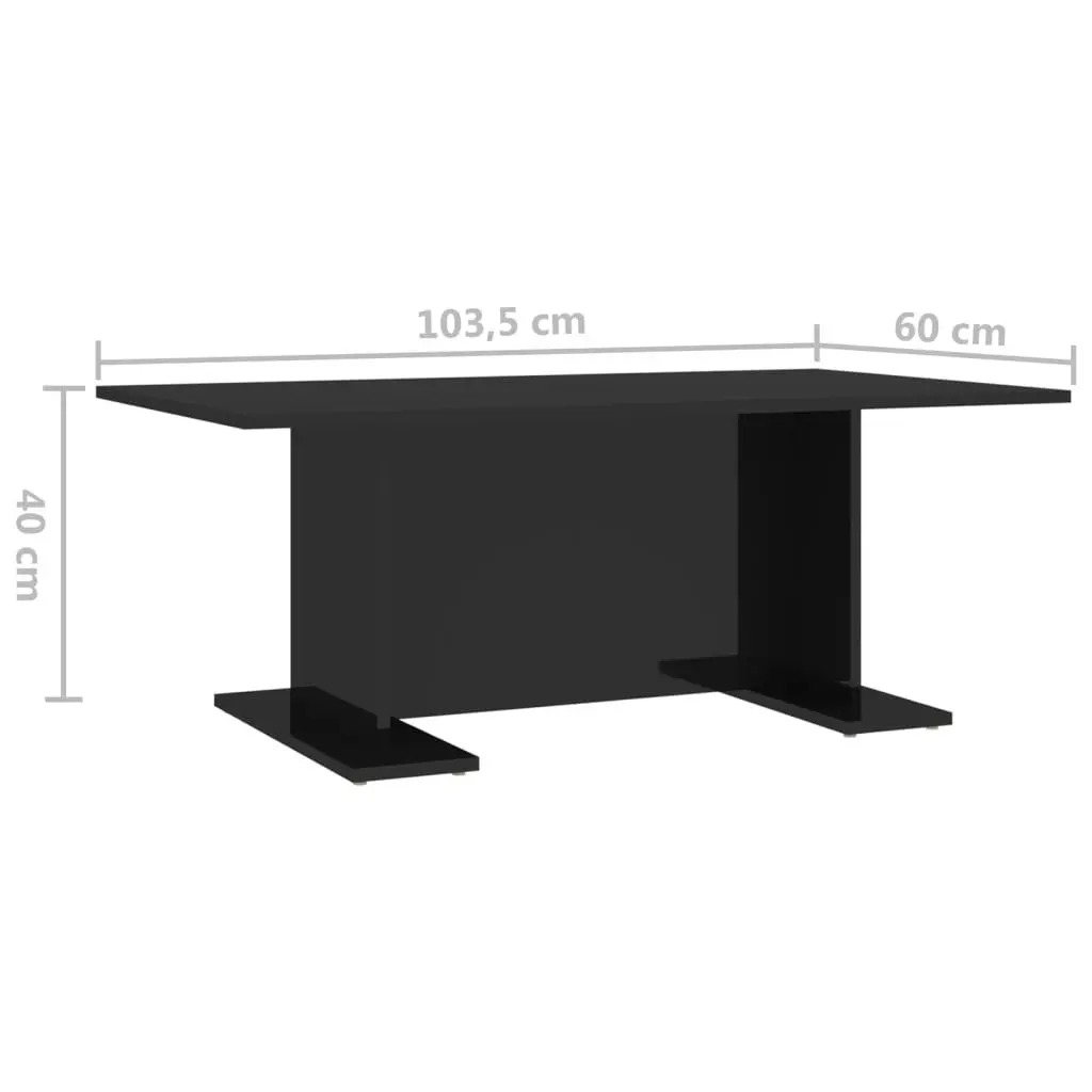 Coffee Table High Gloss Black 103.5x60x40 cm Engineered Wood 806847