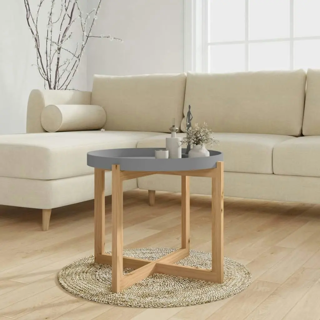 Coffee Table Grey 53x53x43.5cm Engineered Wood&Solid Wood Pine 345593