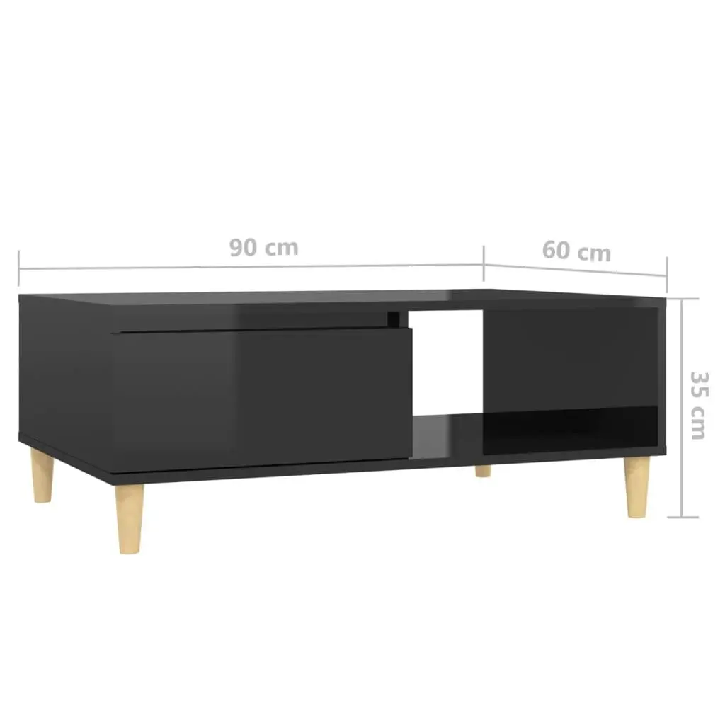 Coffee Table High Gloss Black 90x60x35 cm Engineered Wood 806002