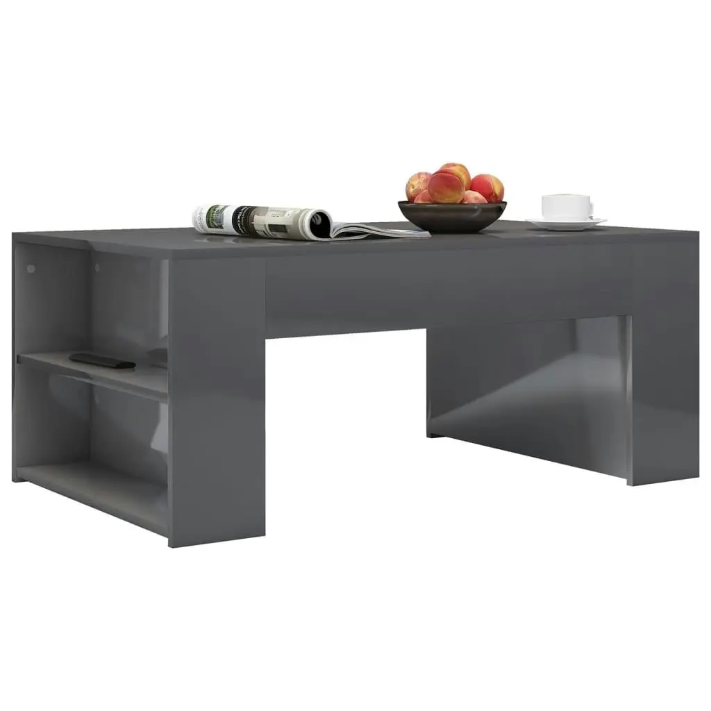 Coffee Table High Gloss Grey 100x60x42 cm Engineered Wood 802119