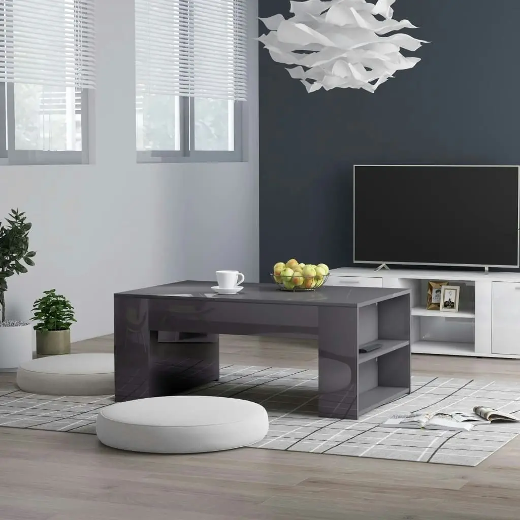 Coffee Table High Gloss Grey 100x60x42 cm Engineered Wood 802119