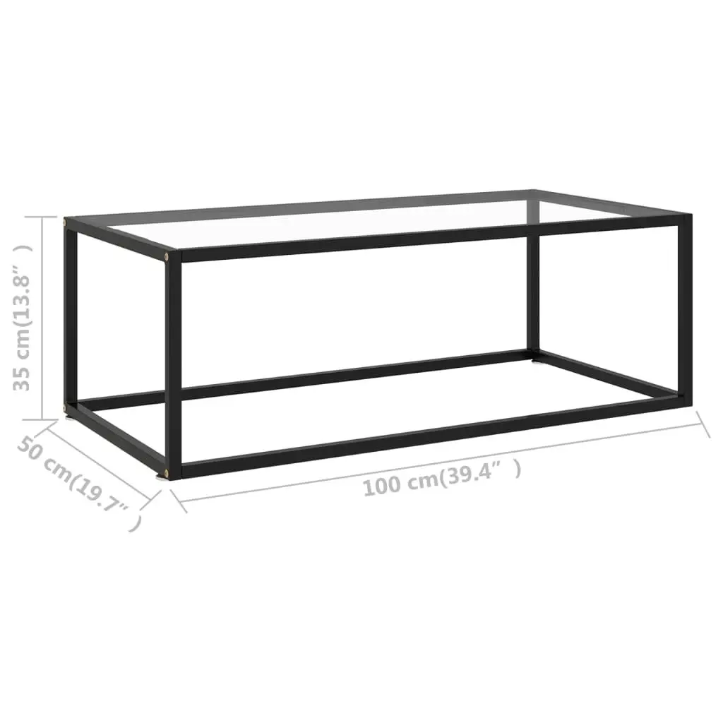 Coffee Table Black with Tempered Glass 100x50x35 cm 322879