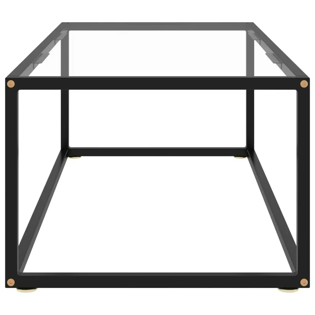 Coffee Table Black with Tempered Glass 100x50x35 cm 322879