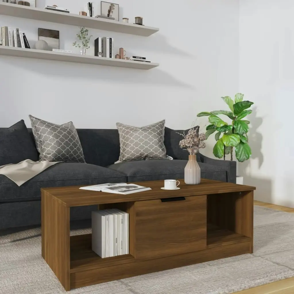 Coffee Table Brown Oak 102x50x36 cm Engineered Wood 817080