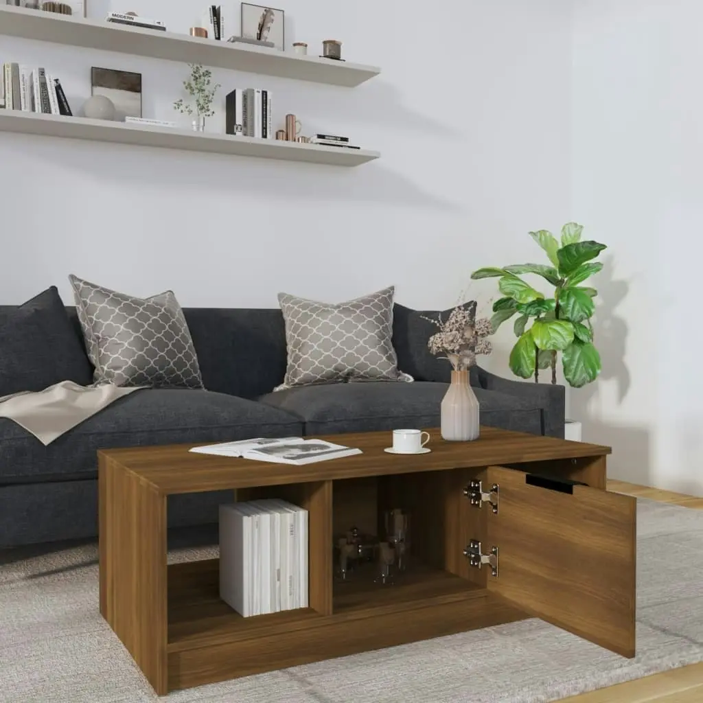 Coffee Table Brown Oak 102x50x36 cm Engineered Wood 817080