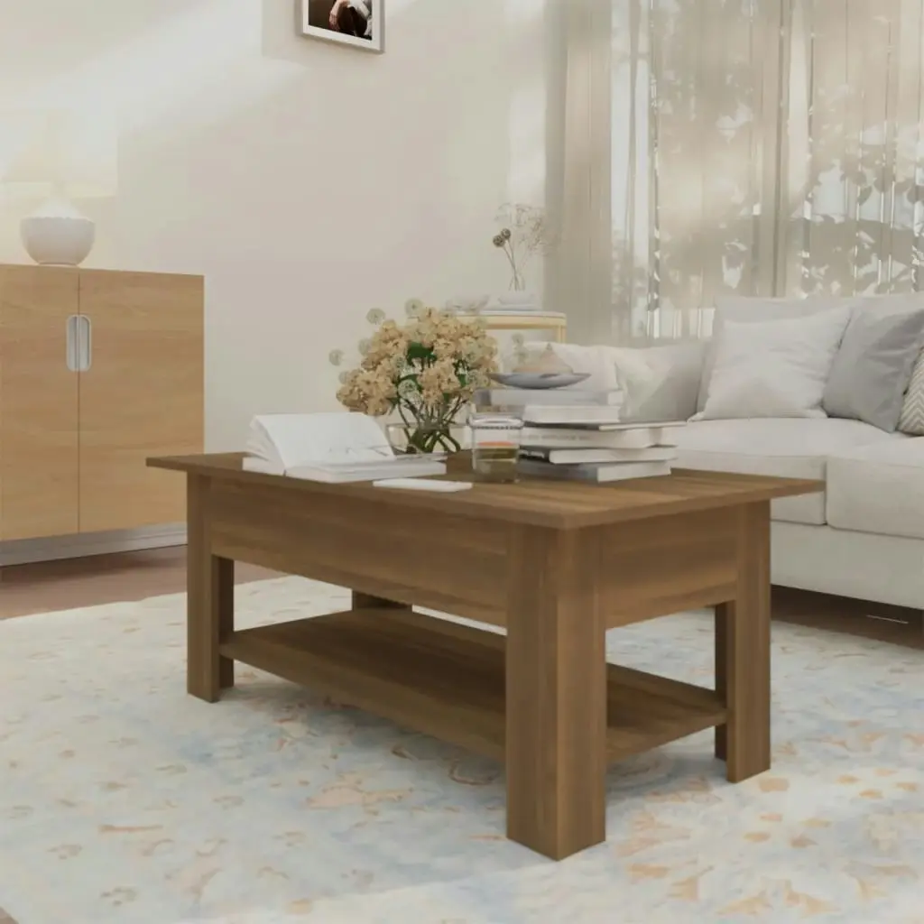 Coffee Table Brown Oak 102x55x42 cm Engineered Wood 813076